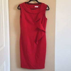 Calvin Klein Red Ruffle Dress